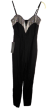 BEBE Size Small Sexy Black CZ Embellished Neckline Sleeveless Jumpsuit, NWT - £54.92 GBP