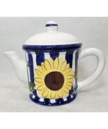 Ceramic Teapot Sunflower Blue White Striped 4 Cups - €18,66 EUR
