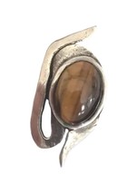 Antique Ring Cabochon Tyger Eye Art Deco Sterling Silver Sz 5 Adjustable... - £314.57 GBP