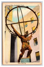 Atlas Statue Rockefeller Plaza New York City NY NYC UNP Linen Postcard P27 - £2.33 GBP