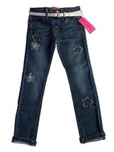 Betsey Johnson Girls Sz 6 Star Embellished Med Wash 5 Pocket Zip Jeans Belt NWT - £15.48 GBP