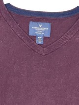 American Eagle Men Sweater Long Sleeve Pullover V-Neck 100% Cotton Purpl... - $19.79