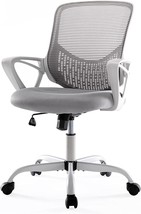 Office Chair Ergonomic Computer Desk Chair Mesh Mid-Back Height Adjustable, Grey - £56.42 GBP