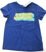 Cat &amp; Jack Boy&#39;s Blue Awesome Brother Short Sleeve T-Shirt Size: 2T - £9.43 GBP