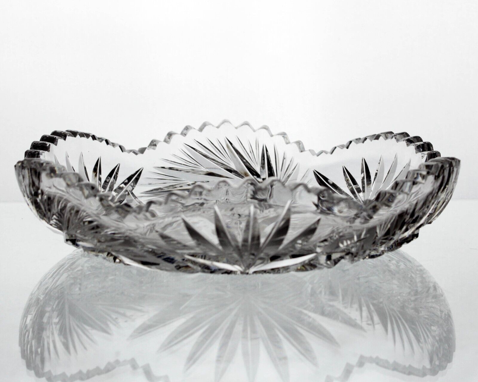 Primary image for American Brilliant Pinwheel & Fan Cut Low Bowl, Antique Glass c.1910 ABP 8"