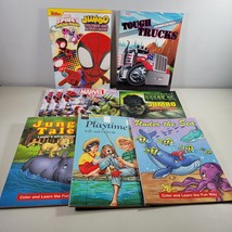 Coloring Book Lot of 9 Tough Trucks Jungle Tales Under The Sea Hulk Spiderman ++ - £14.87 GBP