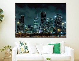Houston Night Skyline Canvas Print Houston Wall Art Houston Decor Office Decor H - £39.16 GBP