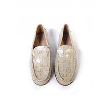 NEW $340 GUIDO MOCCASIN Loafers Beige Leather Croc *EXCELLENT* SIZE 7.5 - £180.45 GBP