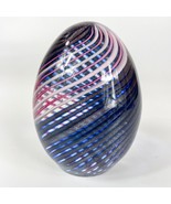 Vintage Murano Ferro Lazzarini Purple Copper Swirl Stripes Egg Paperweight - $49.49