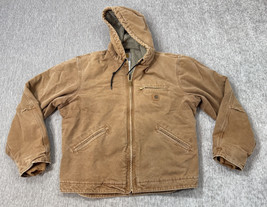 Carhartt Jacket J141 BRN Men Large Brown Hooded Zip Sherpa Lined Sierra ... - $123.74