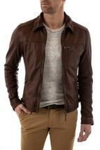 New Men Leather Jacket Genuine Lambskin Leather Motorcycle Slim fit Bike... - $69.29+