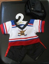 Build A Bear Workshop 3 Pc Hockey Outfit Top Bottoms &amp; Helmet With Hanger - £9.91 GBP