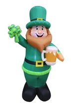 Saint Patrick&#39;s Day Inflatable Leprechaun Shamrock Beer LED Yard Lawn De... - $819.68 MXN