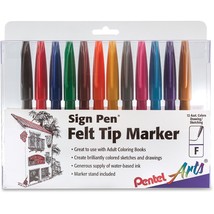 Pentel Sign Pens Fiber Tip Bold Point 12/PK Assorted S52012 - £20.43 GBP