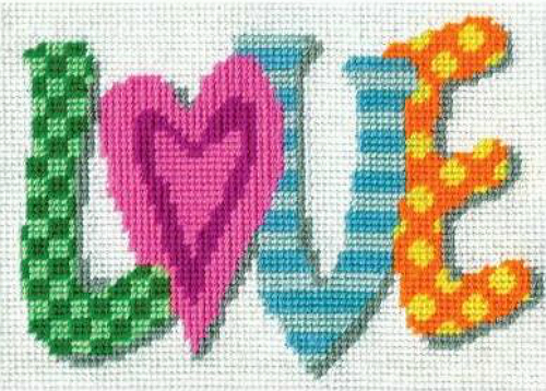 Design Works Love Needlepoint Kit, very small 5x7 bright - $16.49