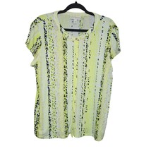 Dana Buchman Womens XL Blouse Short Sleeve Hidden Buttons Stretch Yellow... - £9.56 GBP