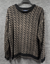 Vintage Ivy Crew Sweater Mens Large Grandpa Sweater Knit Pullover Black ... - £23.06 GBP