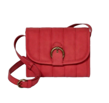 Universal Thread Buckle Flap Faux Soft Leather Crossbody Bag Handbag Red - £14.49 GBP