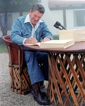 President Ronald Reagan signs 1981 Tax Cut bill at California ranch 8x10 Photo - £6.93 GBP