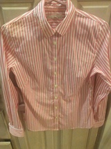 BANANA REPUBLIC WOMENS RED STRIPED LONGSLEEVE TOP - SIZE 8 - FREE SHIPPING - $21.29