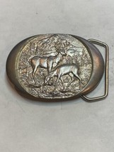 Vintage Belt Buckle Doe and Buck Deer Indiana Metal Craft D-39 - £5.81 GBP