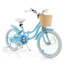 18&quot; Kid&#39;s Bike with Training Wheels and Adjustable Handlebar Seat-Blue -... - £154.95 GBP