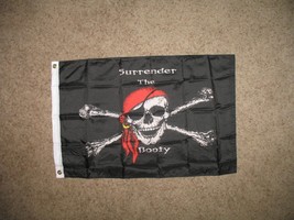 Pirate Surrender The Booty Red Hat Flag Super Poly 2X3 Flag Banner - £3.47 GBP