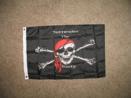 Pirate Surrender The Booty Red Hat Flag Super Poly 2X3 Flag Banner - £3.55 GBP