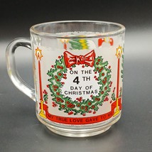 Vtg Twelve Days of Christmas Glass Mug Tumbler 4th Day Four Calling Bird... - £13.99 GBP