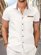 Men&#39;s Full Size Button Up Short Sleeve Shirt Plus Size - $35.49