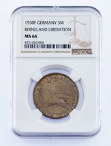 1930-F Germany 3 Mark Rhineland Liberation Graded by NGC as MS-64 KM #70 - $468.63