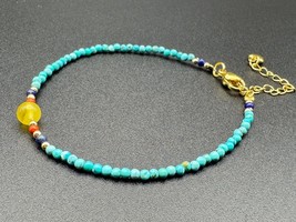 Handcrafted Natural Turquoise Gemstone Pendant Necklace - $247.21 MXN