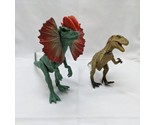 Jurassic World Dilophosaurus And Raptor Dinosaur Toy Figures Opposable P... - $24.05
