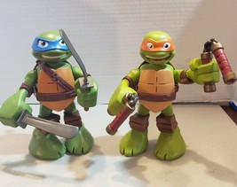 Teenage Mutant Ninja Turtles Talking Leonardo &amp; Michelangeo Turtle Action Figure - £15.94 GBP