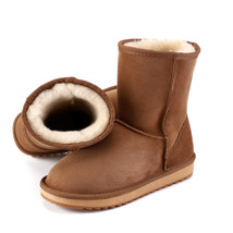 FORCE New Fashion High Quality Real Sheepskin Leather Snow Boots for Women Shear - £114.45 GBP