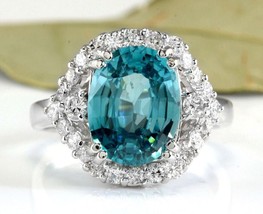 7.50 CT Oval Cut Created Aquamarine Round CZ Halo Engagement Ring in 925 Silver - £103.28 GBP
