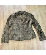 Grace Elements Jacket Blazer Brown Gold Paisley Tapestry Lined Fits Ladi... - $376.33 MXN