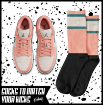 STRIPES Socks for J1 1 Low Light Madder Root Dark Teal Green Pink WMNS Shirt - £16.27 GBP