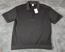 Zara Men NWT 1/4 Zip Short Sleeve Black Polo Style Collar Size XL - $21.73