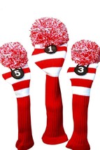 New 1 3 5 Majek hot RED WHITE Pom Pom golf clubs Headcover Head covers cover Set - £22.61 GBP