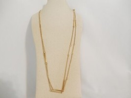 Department Store 42&quot; Gold Tone 2 Strand Slat Long Chain Necklace C668 $28 - £7.17 GBP