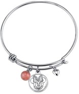 Disney Stainless Steel Love Is Bowtiful Heart Mickey 8mm Cherry Quartz - $41.01 CAD