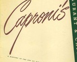 Caproni&#39;s Restaurant &amp; Capri Room Menu Cincinnati Ohio 1940&#39;s Vintage Wines - $148.35