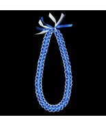 Blue And White Braided 4 Ribbon Graduation Gift Lei Hand Made 1.5” Wide - £13.89 GBP