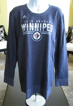 Adidas NHL Hockey Winnipeg Jets Women&#39;s XL Stripe Slant Comfy Crew Shirt Apparel - £24.92 GBP