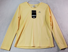 adidas T Shirt Womens Medium Yellow Mesh 100% Polyester Long Sleeve Roun... - $19.85
