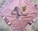 Mary Meyer Elephant &amp; Flowers Pink Plush Satin Baby Girl Security Blanke... - $32.25