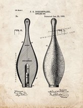 Bowling Pin Patent Print - Old Look - $7.95+