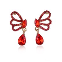 Beautiful Butterfly Crystal Stud Earrings Colorful Opal Stone Waterdrop Piercing - £6.34 GBP