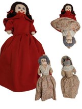 Vtg 20&quot; Topsy Turvy story cloth DOLL 3 in 1 Little Red Riding Hood GRANDMA Wolf - £13.58 GBP